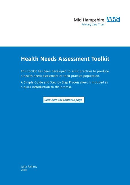 Health Needs Assessment Toolkit