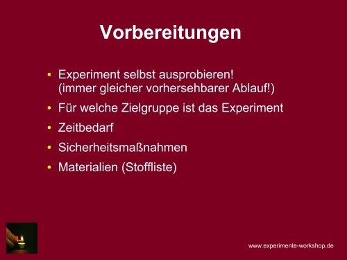 Experimente mit Feuer - Landesfeuerwehrverband Niedersachsen