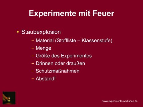 Experimente mit Feuer - Landesfeuerwehrverband Niedersachsen