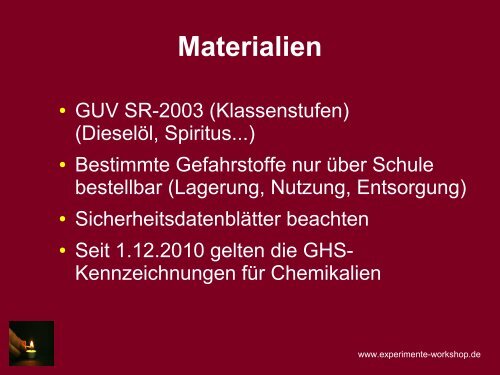 Experimente mit Feuer - Landesfeuerwehrverband Niedersachsen