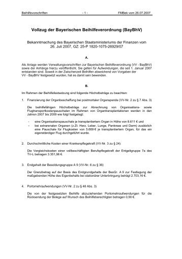 Vollzug der Bayerischen Beihilfeverordnung (BayBhV)