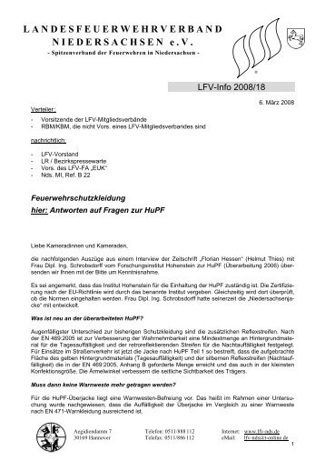 LFV-Info 18-2008 - Feuerwehrschutzkleidung - Infoportal der ...