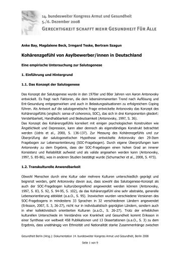 Das Kohärenzgefühl als Grundlage seelischer Gesundheit