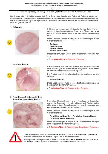 Kennzeichnung von KochpÃ¶kelwaren und deren Ersatzprodukte in der