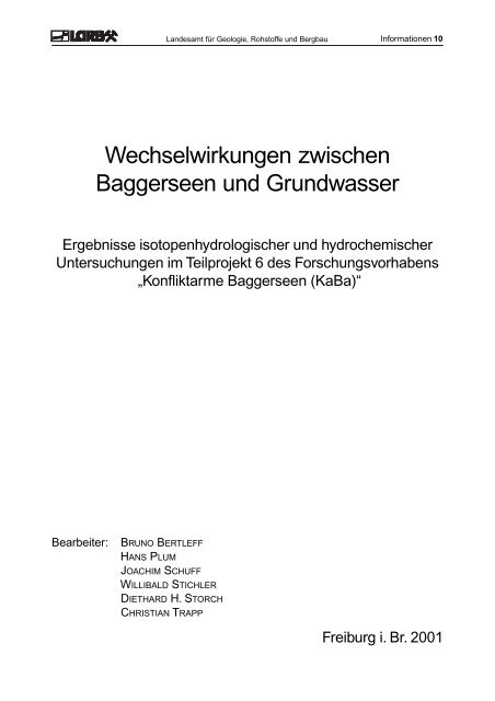 Wechselwirkungen zwischen Baggerseen und Grundwasser