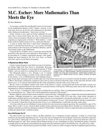M.C. Escher: More Mathematics Than Meets the Eye - MSRI