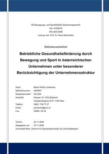 Bakkalaureatsarbeit Betriebliche GesundheitsfÃ ... - bauerpat.net