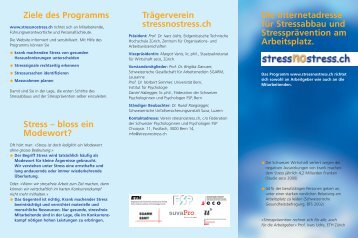 Flyer StressNoStress - Gesundheit Schwyz