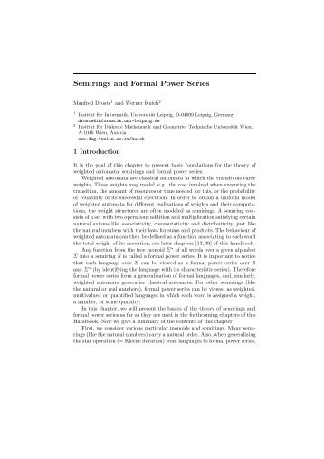 Semirings and Formal Power Series - Institut für Diskrete ...