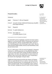 Landgericht Wuppertal Presseinformation Strafsache gegen ...