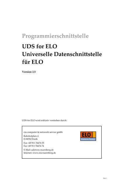 Programmierschnittstelle UDS for ELO Universelle ...