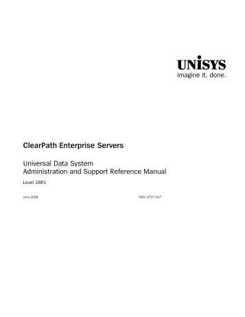 Universal Data System Administration and Support Reference Manual