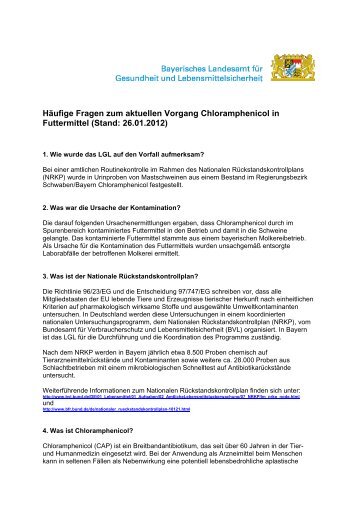 Häufige Fragen zum aktuellen Vorgang Chloramphenicol ... - Bayern