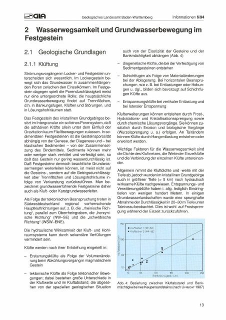 2 Wasserwegsamkeit und Grundwasserbewegung im Festgestein