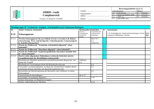 OHRIS Prüflisten System- und Complianceaudit 12092005 - Bayern