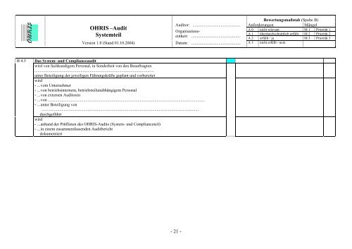 OHRIS Prüflisten System- und Complianceaudit 12092005 - Bayern