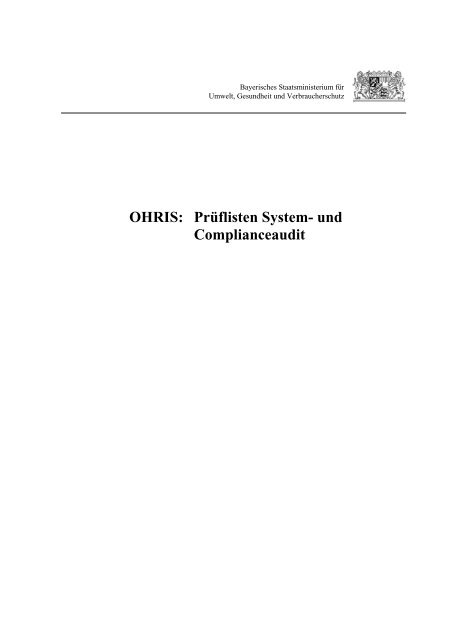 OHRIS Prüflisten System- und Complianceaudit 12092005 - Bayern