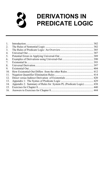 Chapter 8: Derivations in Predicate Logic