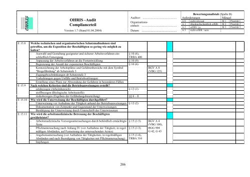 OHRIS Audit-Prüflisten - Bayerisches Landesamt für Gesundheit ...