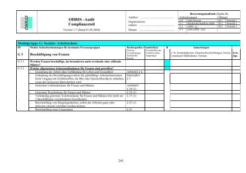 OHRIS Audit-Prüflisten - Bayerisches Landesamt für Gesundheit ...