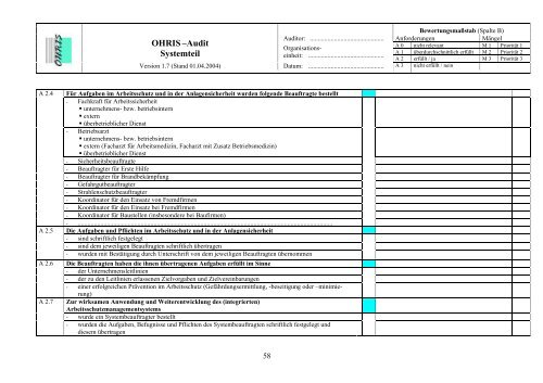 OHRIS Audit-Prüflisten - Bayerisches Landesamt für Gesundheit ...