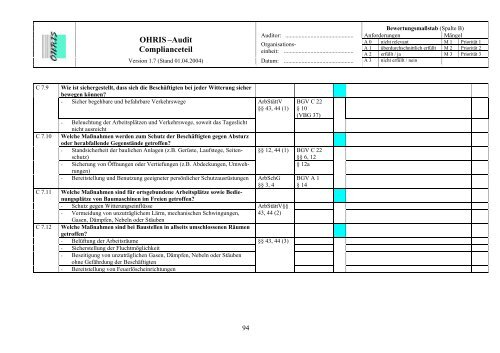 OHRIS Audit-Prüflisten - Bayerisches Landesamt für Gesundheit ...