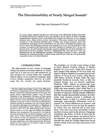 The Discriminability of Nearly Merged Sounds* - Haskins Laboratories