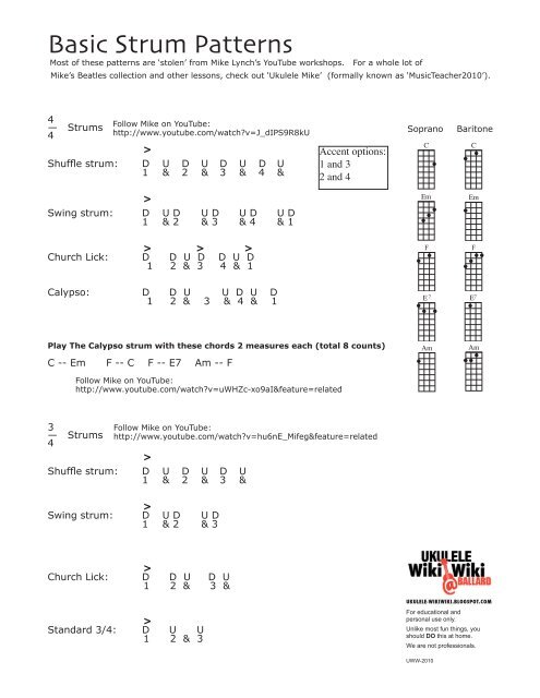 Basic Strum Patterns UKULELE WikiWiki