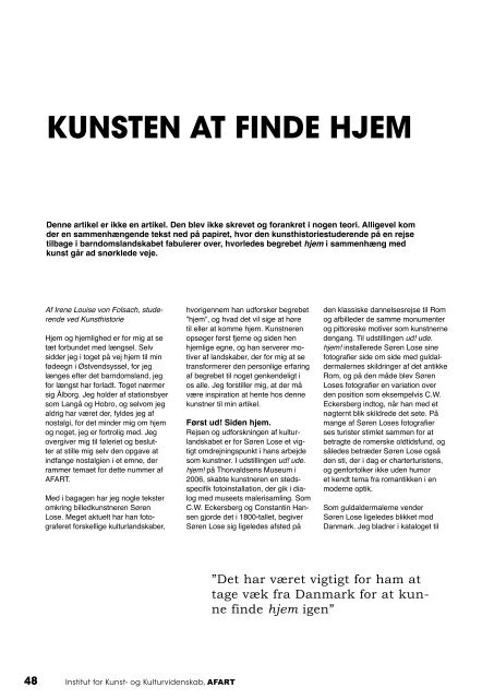 KUNSTEN AT FINDE HJEM - Afart