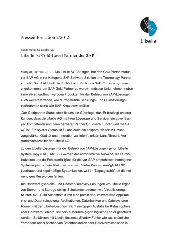 Libelle ist Gold-Level Partner der SAP