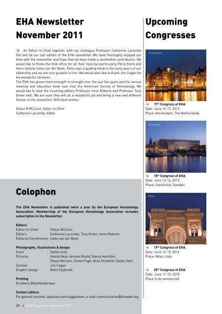 Newsletter November 2011 - European Hematology Association