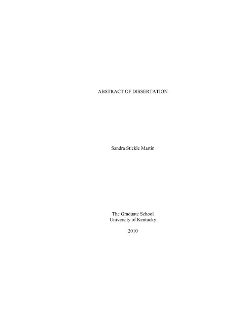 ABSTRACT OF DISSERTATION Sandra Stickle Martín The Graduate ...