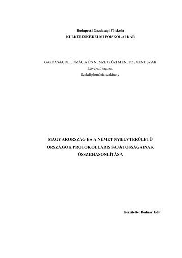 magyarország és a német nyelvterületű országok protokolláris