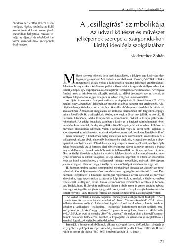 A „csillagírás" szimbolikája Az udvari költészet és művészet