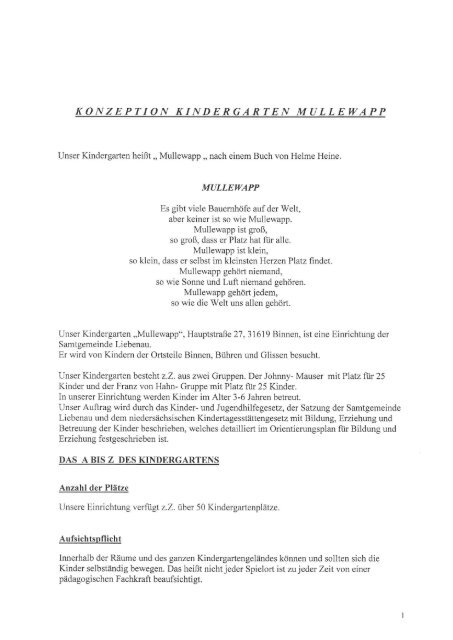 Kindergarten-Konzeption - Samtgemeinde Liebenau