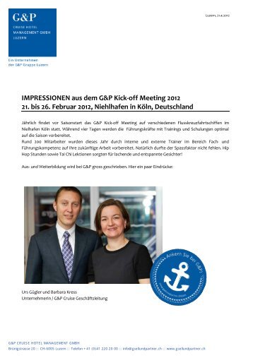 IMPRESSIONEN aus dem G&P Kick-off Meeting ... - Gsell & Partner