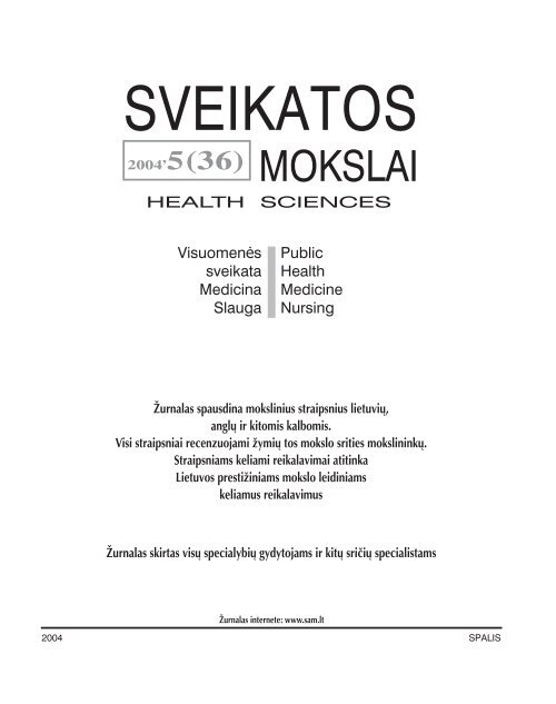 Žurnalas ,,Sveikatos mokslai", Nr. 5 [PDF formatas, 2