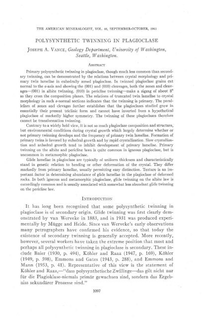 polysynthetic twinning in plagioclase - Mineralogical Society of ...