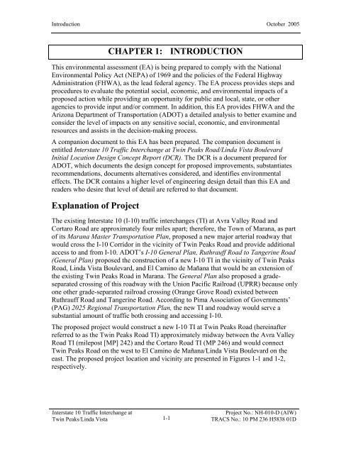 I-10 Twin Peaks Traffic Interchange, Environmental Assessment