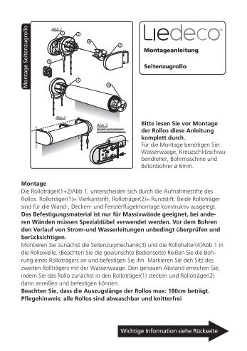 Seitenzugrollo inkl. Kettenhalter - Liedeco