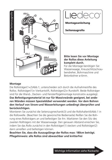 Seitenzugrollo inkl. Kettenhalter - Liedeco