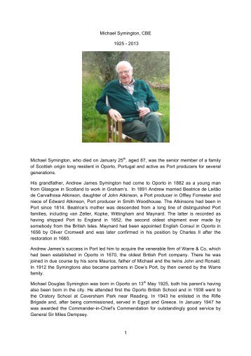 Michael Symington Obituary - Symington Port and Madeira Shippers