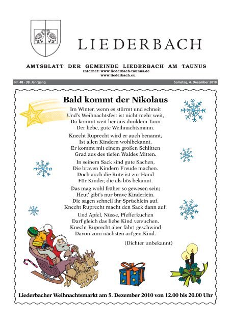 Bald kommt der Nikolaus - Gemeinde Liederbach am Taunus