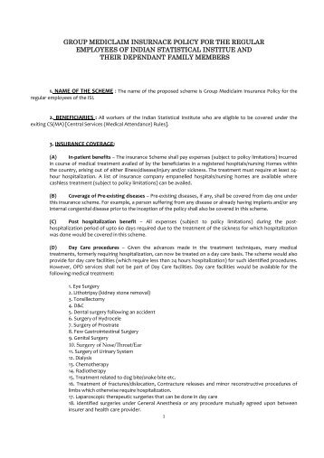 group mediclaim insurnace policy for the regular employee - Indian ...