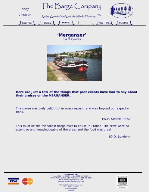 Merganser - The Barge Company