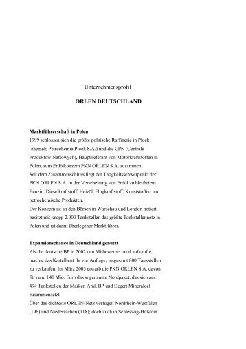 Unternehmensprofil Orlen Deutschland GmbH - Liegenschaftsfonds ...