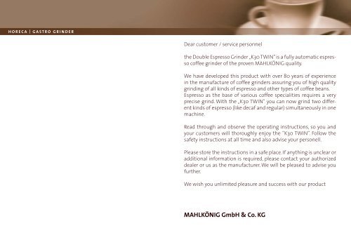 K30 TWIN Espresso Grinder - 1st-Line