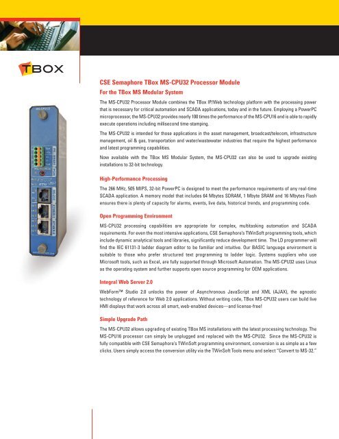 T-BOX MS-CPU32 processor module - Semaphore