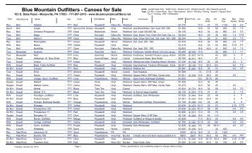 Canoe Inventory - Blue Mountain Outfitters