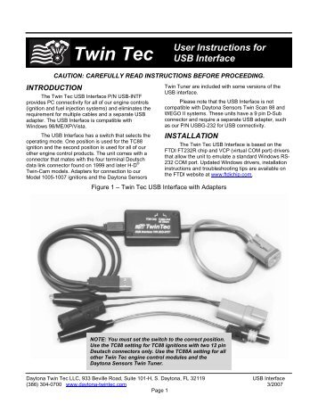 Twin Tec User Instructions for USB Interface - Daytona Sensors LLC